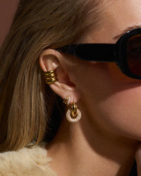 Pave Interlock Hoops- Gold view 2