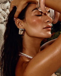 The Luv Aj Biarritz Studs in silver on model View 4