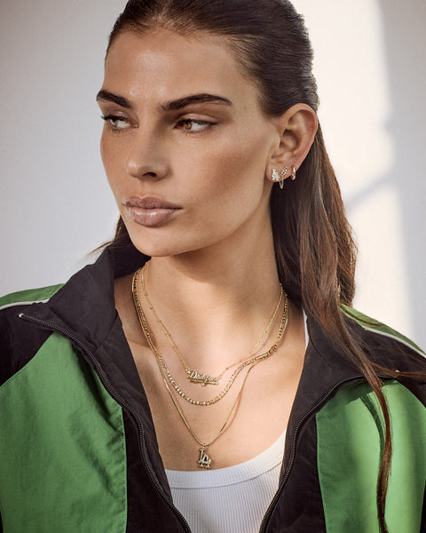 The Luv Aj MLB Double Chain Logo Necklace- Silver | Luv Aj