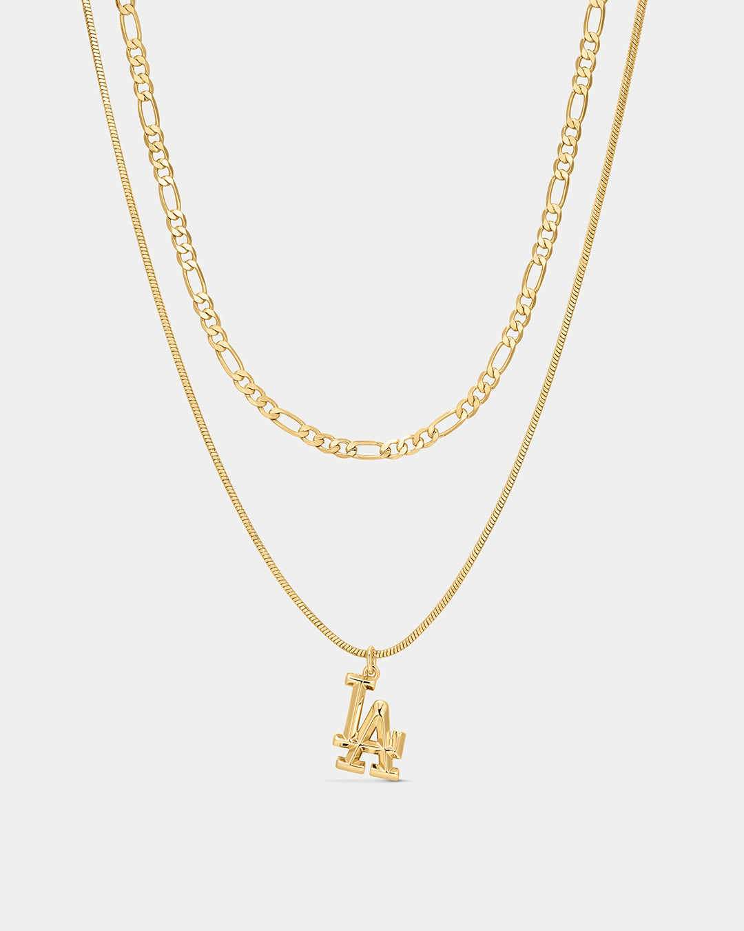 The Luv Aj MLB Double Chain Logo Necklace-Gold | Luv Aj