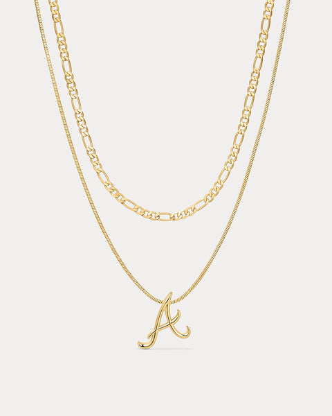 The Luv Aj MLB Double Chain Logo Necklace-Gold | Luv Aj