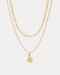The MLB Double Chain Logo Necklace-Gold