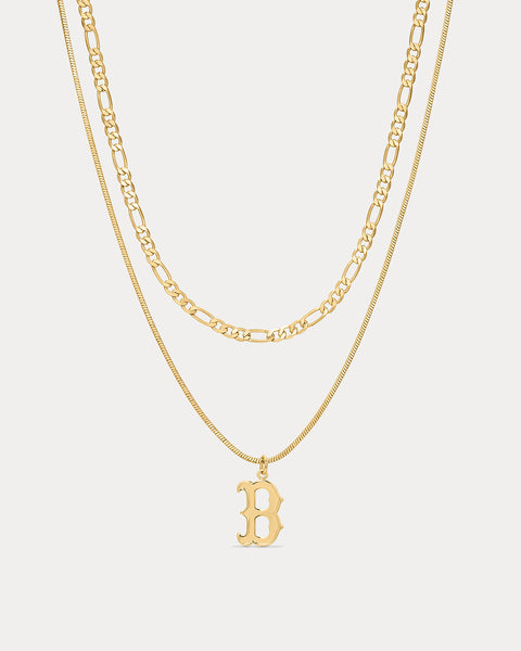 The Luv Aj MLB Double Chain Logo Necklace-Gold | Luv Aj