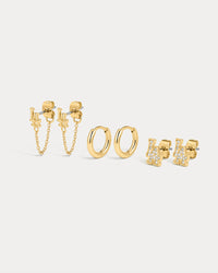 The MLB Logo Chain Link Earring Set- Gold