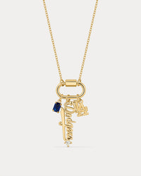 The MLB Logo Charm Carabiner Necklace- Gold