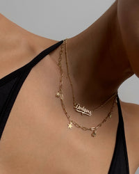The MLB Star + Hearts Logo Charm Necklace- Gold view 2