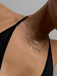 The MLB Star + Hearts Logo Charm Necklace- Gold view 2