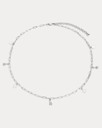 The MLB Star + Hearts Logo Charm Necklace- Silver