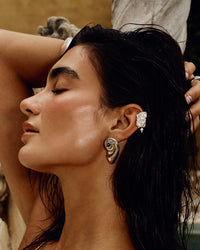 The Luv Aj Palma Pearl Ear Cuff in Gold on model View 5