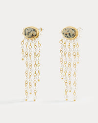 The Luv Aj Palma Pearl Studs in Gold on white background View 1