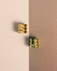 The Ridged Positano Ear Cuff Set- Gold view 2