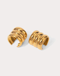The Ridged Positano Ear Cuff Set- Gold