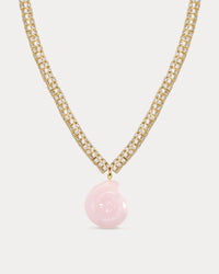 The Rose Quartz Rio Rhinestone Necklace- Gold