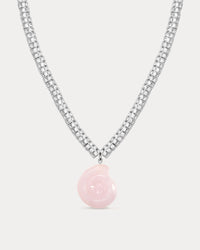 The Rose Quartz Rio Rhinestone Necklace- Gold