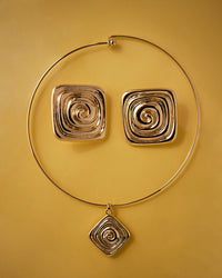 The Luv Aj Seychelles Choker and Studs in Gold on yellow background View 5