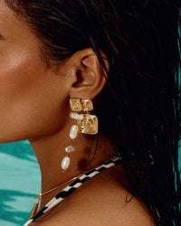 The Seychelles Statement Earrings- Gold view 2