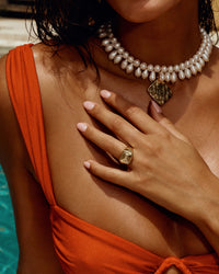 The Luv Aj Seychelles Statement Ring in gold on model View 3