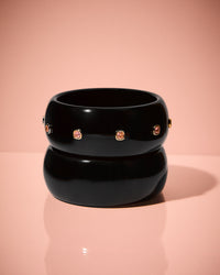 The Luv Aj St. Lucia Lucite Cuff on pink background View 4
