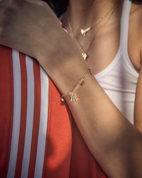 The MLB Star + Hearts Logo Charm Bracelet- Gold view 2