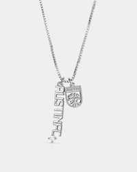 The MLS Layered Nameplate Charm Necklace - Silver