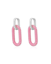 Le Signe Loop Hoops- Hot Pink- Silver