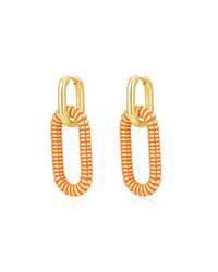 Le Signe Loop Hoops- Neon Orange- Gold View 1