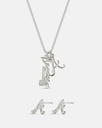 Bijoux MLB Logo Studs & Layered Nameplate Necklace Bundle - Silver View 6