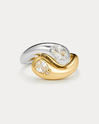 The Luv Aj Bianco Nero Interlock Ring on white background View 1