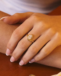 Bianco Nero Statement Ring-Gold view 2