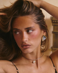 The Luv Aj Bianco Nero Studs in Gold on model View 2