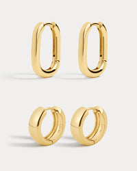 Monaco Huggies & Chain Link Huggies - Gold View 1