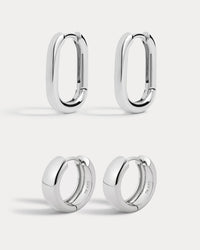 Monaco Huggies & Chain Link Huggies - Silver