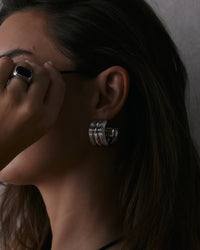 The Luv Aj Canyon Hoops in Silver on Model View 2