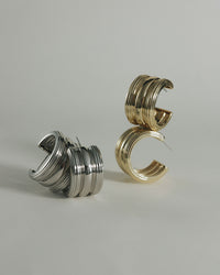 The Luv Aj Canyon Hoops in Silver and Gold View 3