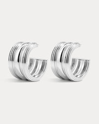 The Luv Aj Canyon Hoops in Silver on white background View 1