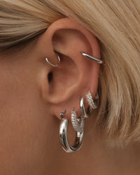 Chain Link Huggies- Silver View 4