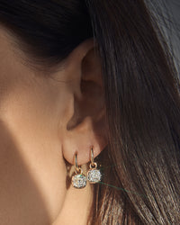 The Luv Aj Fine Georgian Hoop Earrings in White Rhodium on model  View 5