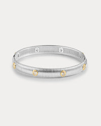 The Luv Aj Georgia Ridged Bangle in Silver on white background View 1