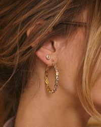 The Luv Aj Georgia Stone Earring Set Studs on Model's Ear View 3