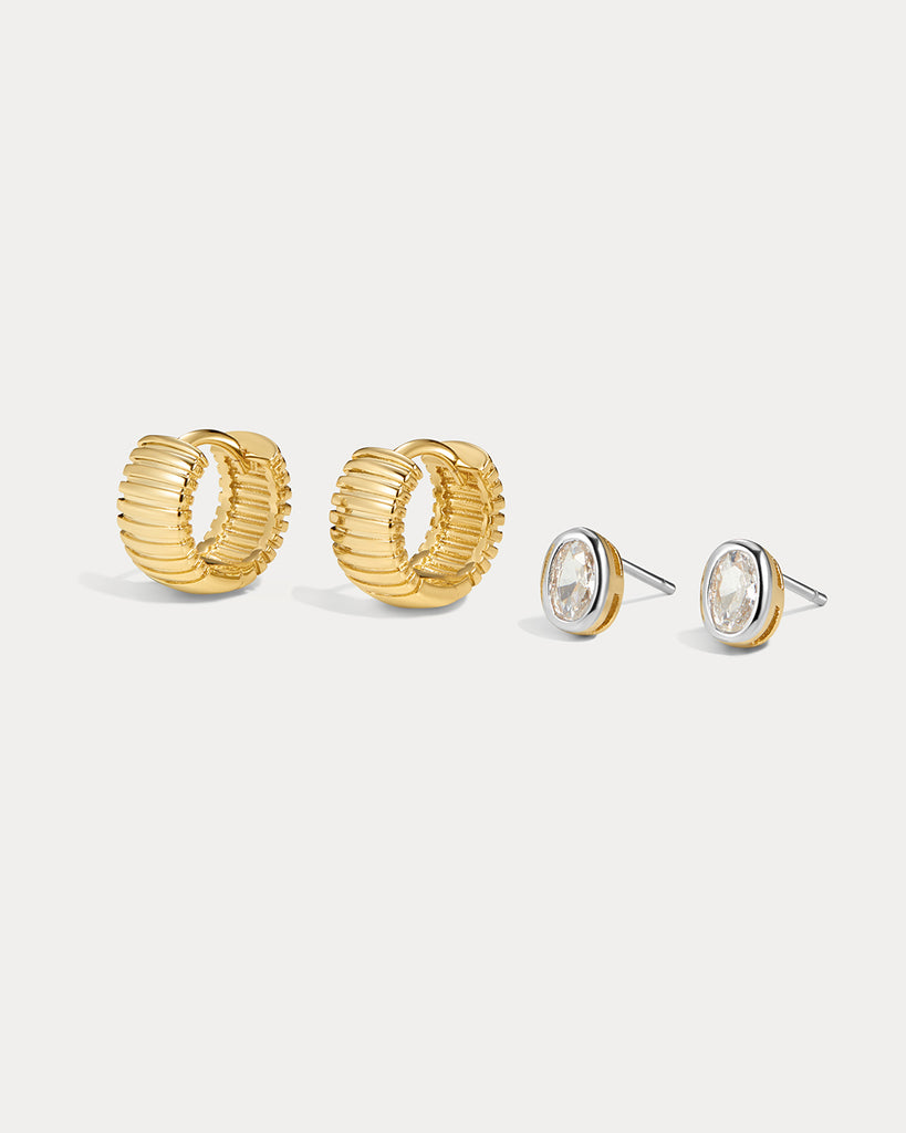 アクセサリー EAR RING PJ - GOLD The Luv Aj Georgia Stone Earring Set- Gold | Luv Aj