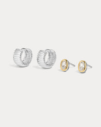 The Luv Aj Georgia Stone Earring set in silver on white background View 1