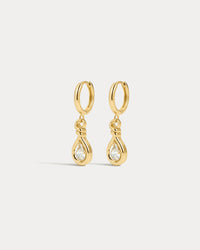 The Luv Aj Georgia Stone Knot Hoops in Gold on white background View 1