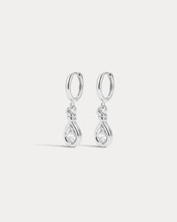 The Luv Aj Georgia Stone Knot Hoops in silver on white background View 1