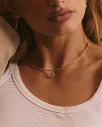 The Luv Aj Georgia Stone Omega Necklace in Gold on Model  View 2