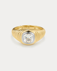 The Luv Aj Georgia Stone Signet Ring in Gold on white background View 1