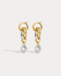 The Luv Aj Georgia Stone Twisted Studs in Gold on White Background View 1