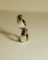 The Luv Aj Luna Bezel Hoops in Silver stacked View 3
