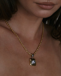 The Luv Aj Luna Bezel Pendant Necklace in Gold on Model  View 3