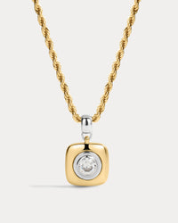 The Luv Aj Luna Bezel Pendant Necklace in gold on white background View 1