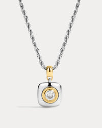 The Luv Aj Luna Bezel Pendant Necklace in Silver on white background View 1